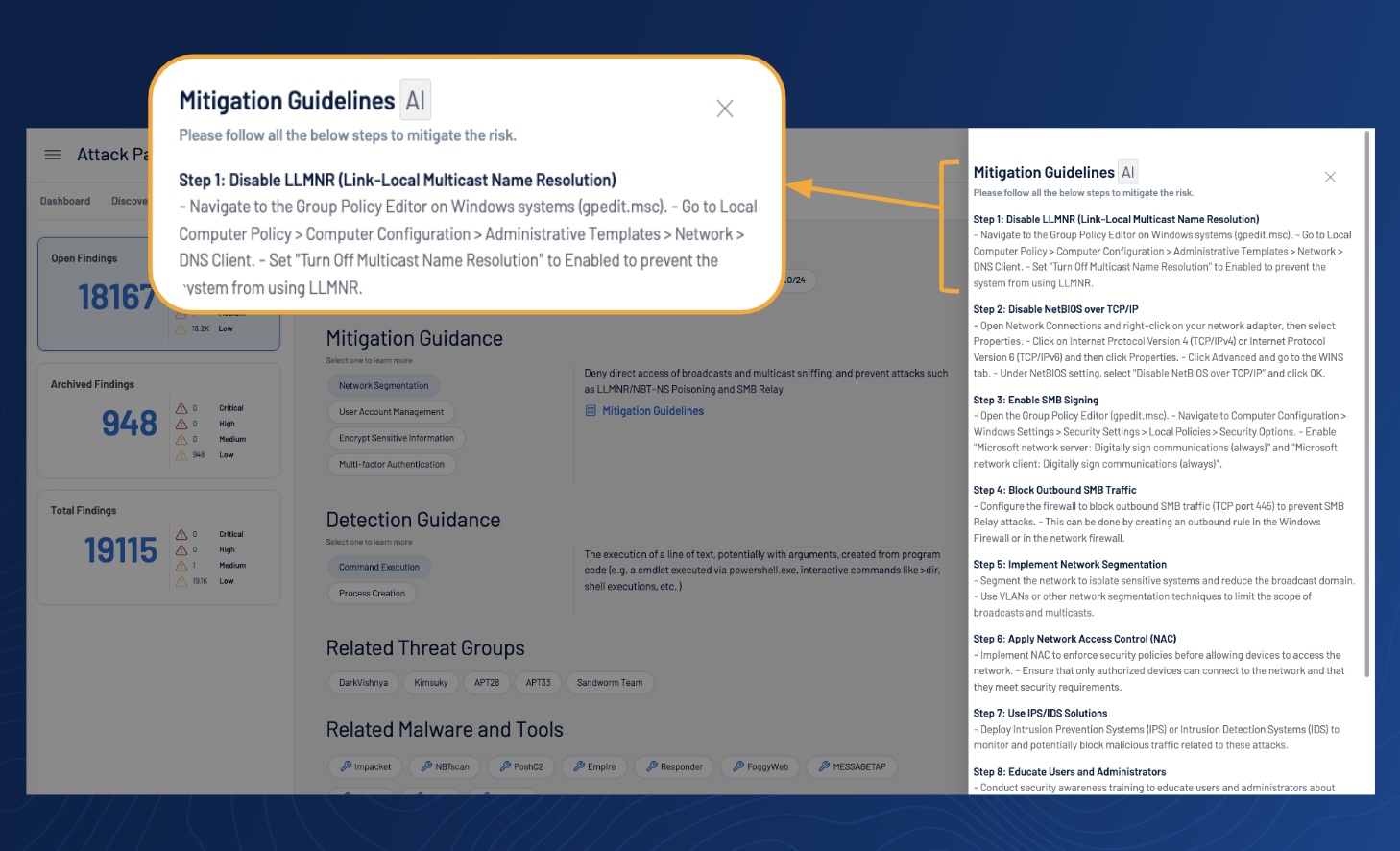 Image shows how mitigation guidelines work in platform